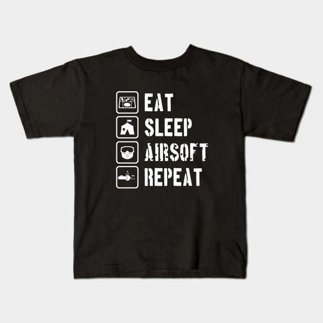 Eat Sleep Airsoft Repeat Kids T-Shirt by CCDesign